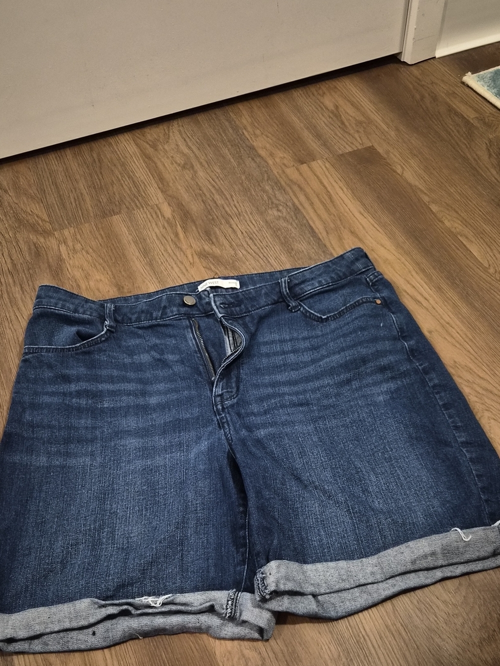 Nine West Indigo Rolled-Cuff Denim Bermuda Shorts